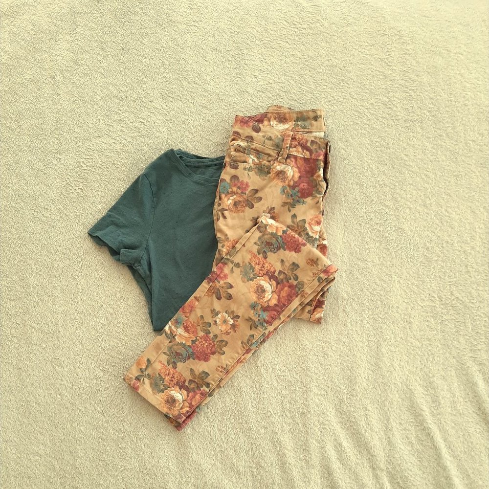 Mudd Floral Multicolored Skinny-Fit Pants